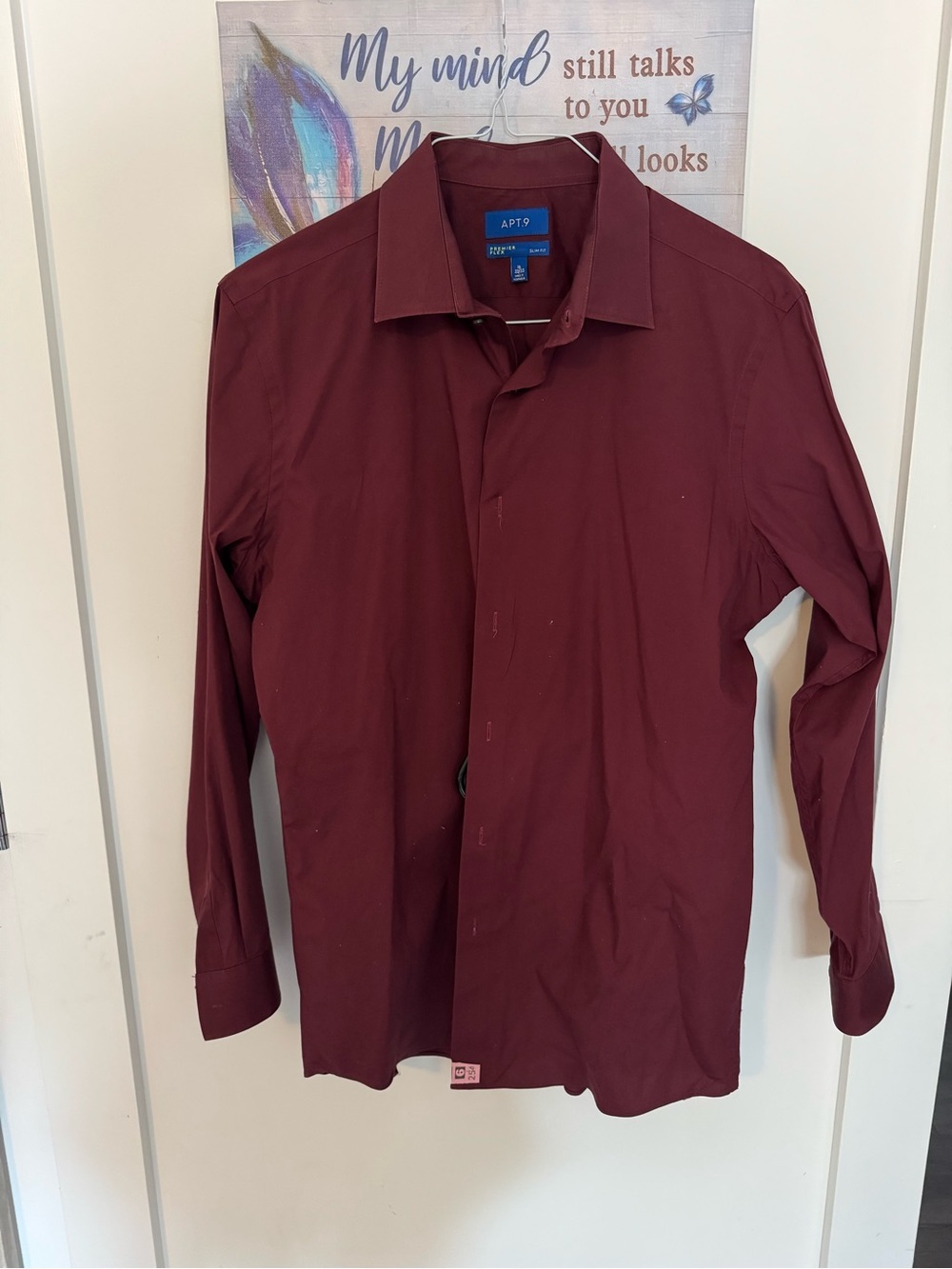 Apt. 9 Men's Maroon Button-Up Dress Shirt